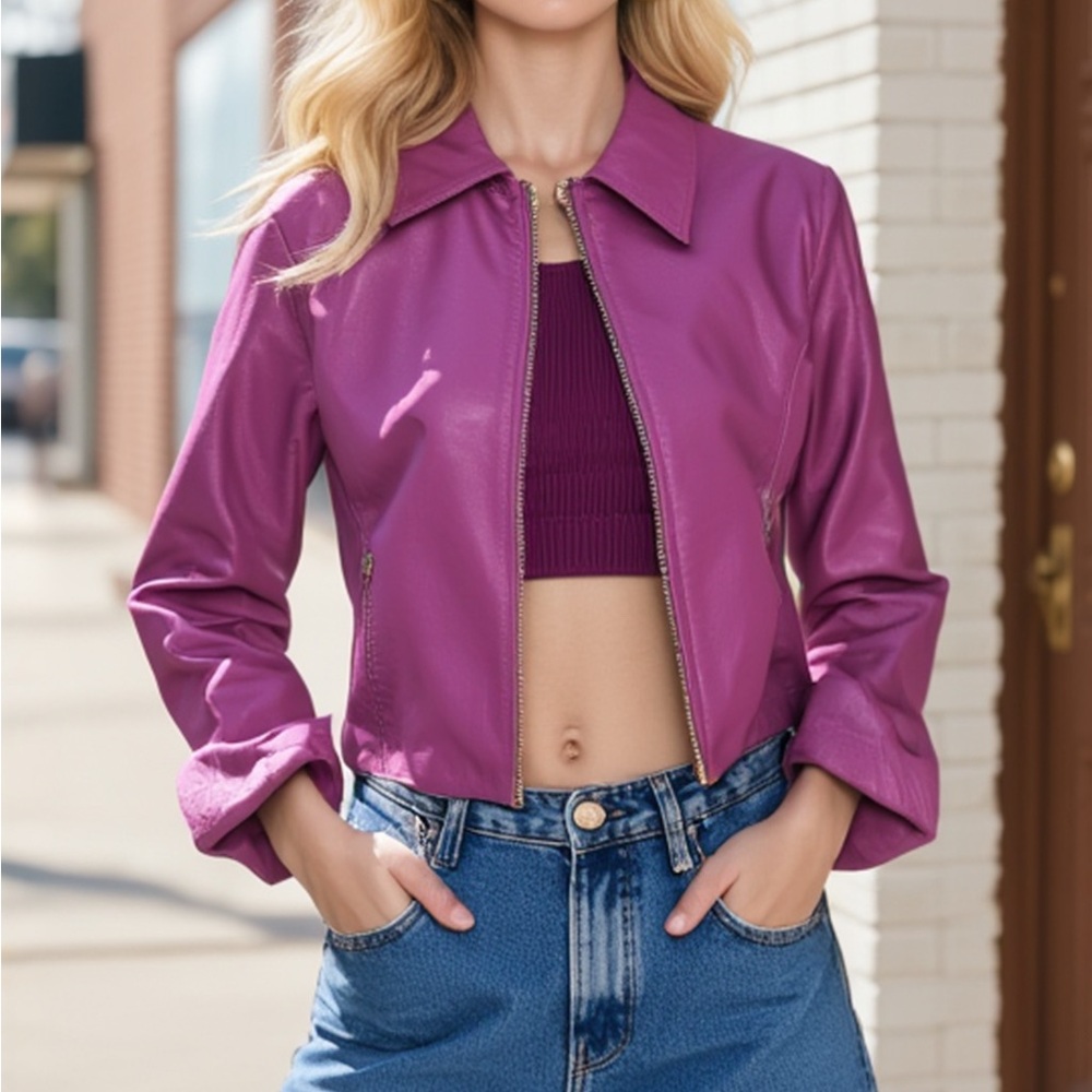 Bernardo Women's Vibrant Purple Leather Jacket